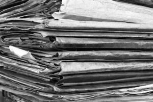 Old folders with documents in the library. photo