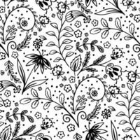 Seamless sketch floral pattern. Vintage print for textiles. Hand-drawn ornament. sketch illustration. vector