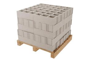 Concrete blocks on wooden pallets, equipment, construction materials Rendering of 3D illustration isolated from background - clipping path photo