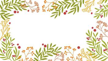 autumn greenery and delicate berries in warm tones framing a white background. It's ideal for seasonal greeting cards, invitations, or social media posts, offering an elegant and festive touch. vector