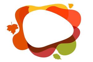 Autumn bright liquid background with leaves. abstract multicolor frame. horizontal concept for fall festival, party poster, flyer, web banner design. vector