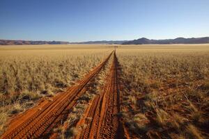 Endless tracks in the sand photo