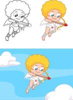 Cupid Cartoon Character Shooting Heart Arrows. Collection Set vector