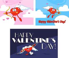 Heart Cupid Cartoon Character. Collection Set vector