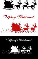 Santa And A Reindeers Flying In A Sleigh Silhouettes. Collection Set vector