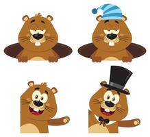Marmot Cartoon Mascot Character. Collection Set vector