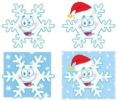 Snowflake Cartoon Character. Collection Set vector