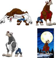 Halloween Cartoon Characters Werewolf. Collection Set vector