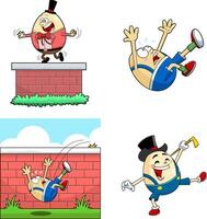 Humpty Dumpty Egg Cartoon Character. Hand Drawn Collection Set vector