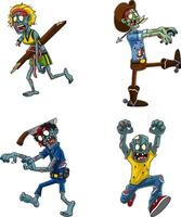 Halloween Cartoon Characters Zombie. Collection Set vector