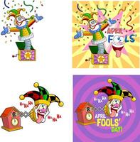 Funny Jolly Jester Cartoon Characters. Hand Drawn Collection Set vector