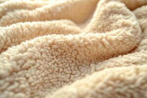 Soft beige blanket fabric draped gracefully, creating a soothing texture in natural light photo