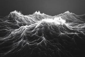 Majestic ocean waves crashing powerfully under dramatic lighting at dusk, creating a mesmerizing display of nature's force photo
