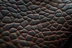 Close-up view of textured brown leather with a unique pattern and soft finish photo