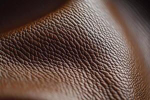 Close-up of textured brown leather showcasing intricate patterns and natural beauty photo