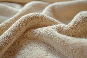 Soft beige fabric drapes elegantly over a surface in a cozy indoor setting photo