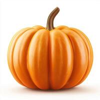 Close-up of an perfectly orange Pumpkin on a white background. Concept of autumn and harvest season. Illustration for Thanksgiving photo
