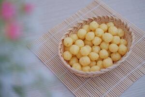 chiki balls is delicious chicken broth flavored snack photo
