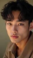 portrait of handsome young korean boy photo