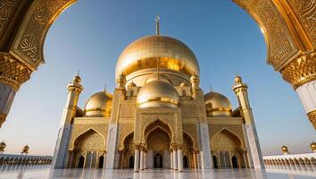 Beautiful Islamic mosque made of pure gold photo