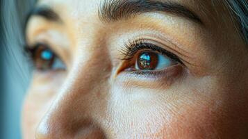 A close up of a woman's eyes photo
