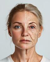Two images of an older woman and a young woman photo
