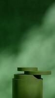 simple minimal design wall, rendering 3d empty scene cylinder green podium in portrait photo