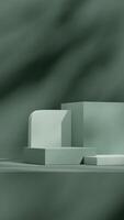 light green rectangle podium in portrait green wall and floor 3D render mockup scene photo