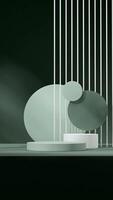 3D image render scene mockup white and green podium in portrait geometric green circle shape photo