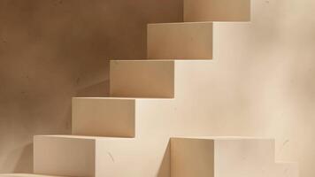 minimal stair background, 3d render blank space brown textured podium in landscape photo