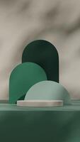 green colored background 3D render image mockup space grey cylinder podium in portrait photo