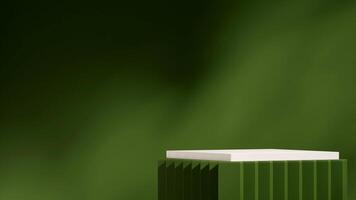 mockup template green and white podium in landscape minimal green wall, 3d rendering photo