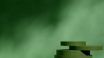 simple minimal design wall, rendering 3d empty scene cylinder green podium in landscape photo