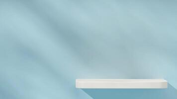 Empty scene of white podium in landscape with light sky blue podium, 3D rendering photo