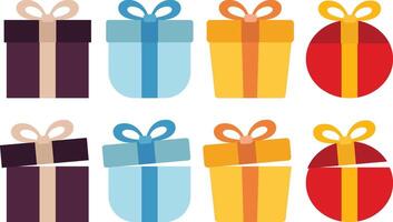 Gift Box with Four Colors and Shapes on White Background vector