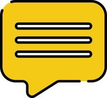 Rectangle Chat Rounded Yellow Icon with Black Outline Isolated on White Background vector