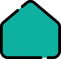 Home Full Green Icon with Black Outline Isolated on White Background vector