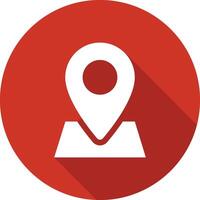 Maps with Trapezoid Red Circle Icon with Dark Red Shadow Isolated on White Background vector