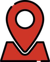 Maps with Trapezoid Red Icon with Black Outline Isolated on White Background vector