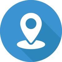 Maps with Circle Blue Circle Icon with Dark Blue Shadow Isolated on White Background vector