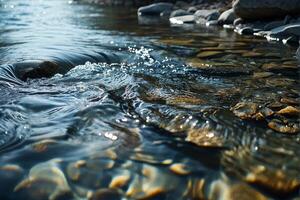 Clear Flowing Stream Over Smooth Stones photo