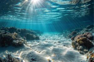 Sunlight Beaming Through Clear Ocean Water photo