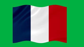 France waving flag with 3d glowing shade isolated on green background video