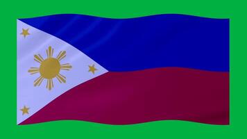 Philippines waving flag with glowing 3d shade isolated on green background video