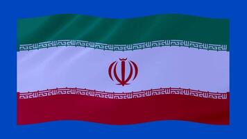 Iran waving flag with glowing 3d shade isolated on blue background video