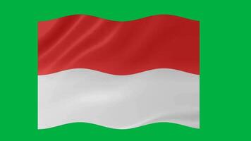 Indonesia waving flag with 3d glowing shade isolated on green background video