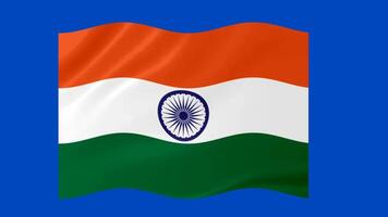 India waving flag with 3d glowing shade isolated on blue background video