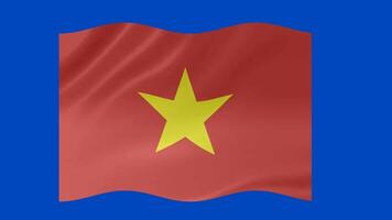 Vietnam waving flag with glowing 3d shade isolated on blue background video