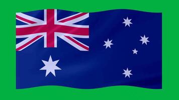 Australia waving flag with 3d glowing shade isolated on green background video