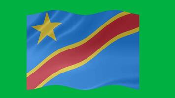 Democratic Republic of the Congo waving flag with glowing 3d shade isolated on green background video